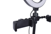 Fill Light Selfie Video Round Ring Lamp Base Tik tok Stand حامل الهاتف ميكروفون / حامل مع مصباح LED الدائري
