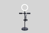 Fill Light Selfie Video Round Ring Lamp Base Tik tok Stand حامل الهاتف ميكروفون / حامل مع مصباح LED الدائري