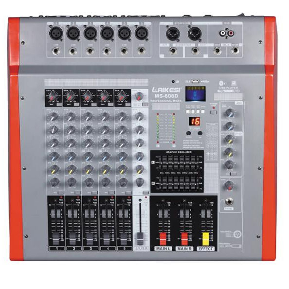 6 قنوات مع USB / تأثير MX606D- جدول التحكم في الصوت خلاط مكبر للصوت